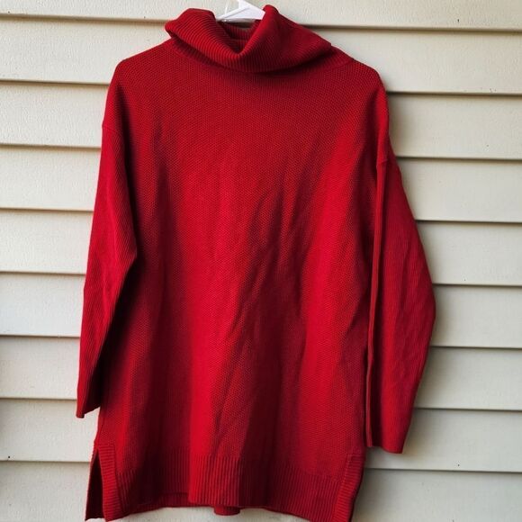 Talbots turtleneck red long sweater lambswool blend - Picture 4 of 4
